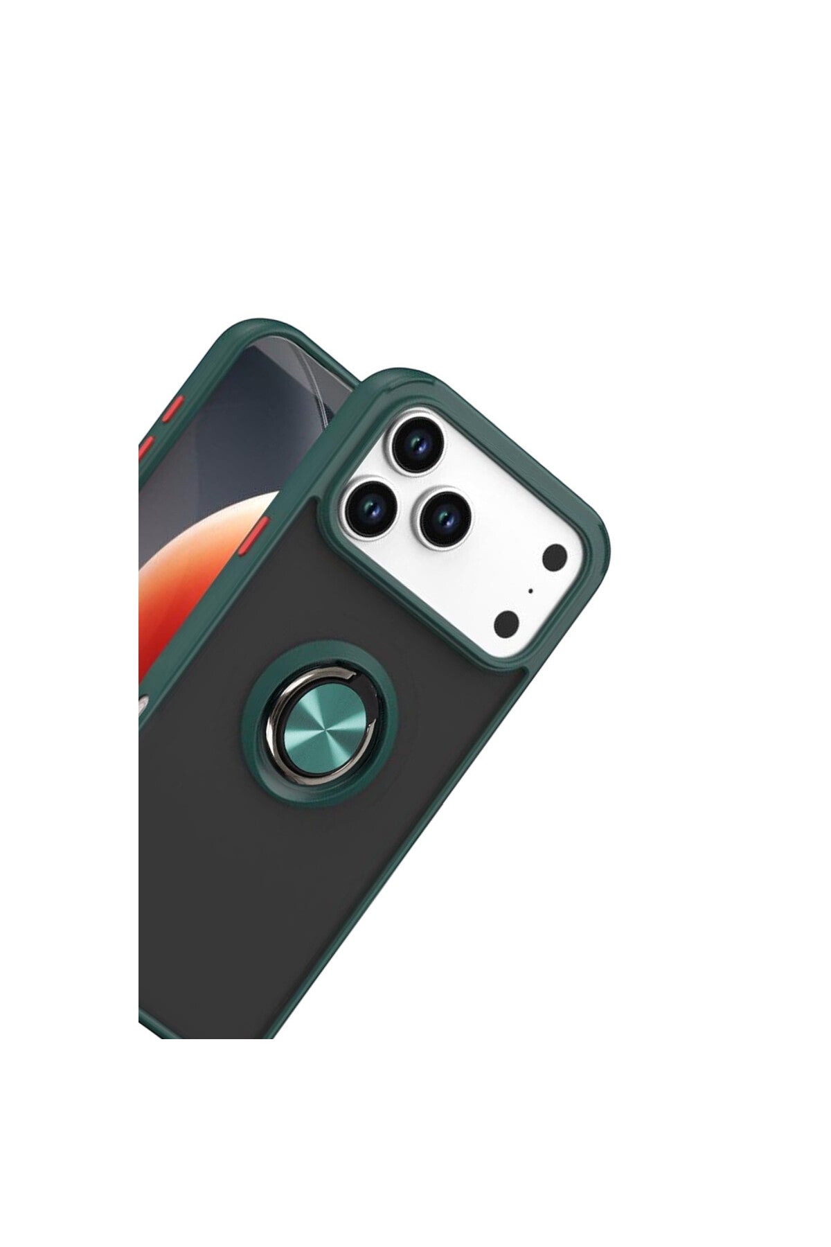 Apple iPhone 17 Pro Max Uyumlu Montreal Yüzüklü Silikon Kapak - Yeşil