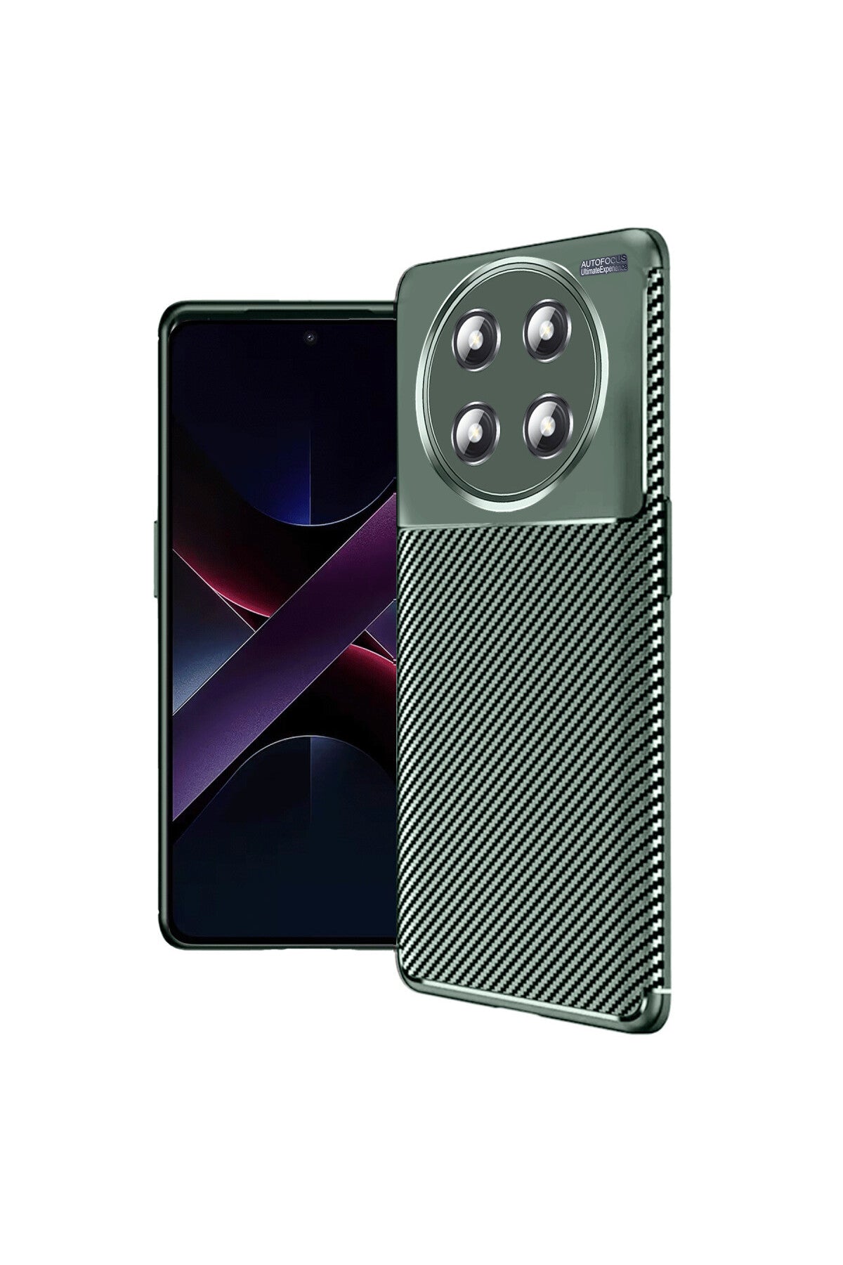Honor Magic 7 Lite Uyumlu Kılıf Auto Focus Karbon Kapak - Koyu Yeşil