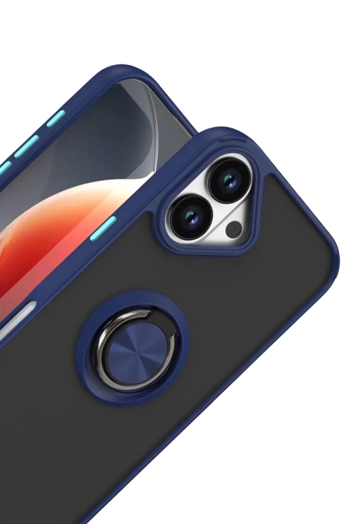 Apple iPhone 17 Uyumlu Montreal Yüzüklü Silikon Kapak - Lacivert