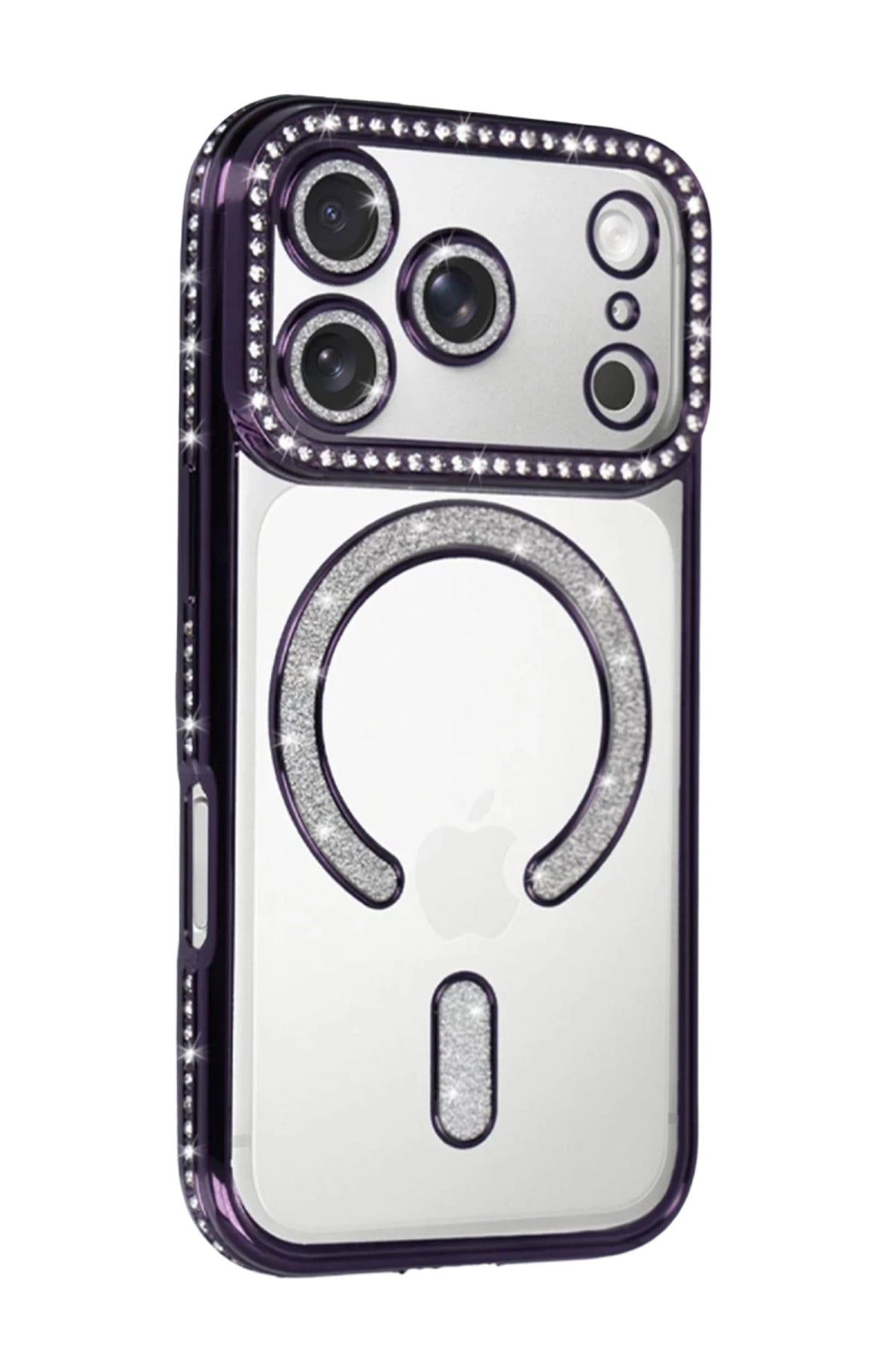 Apple iPhone 17 Pro Uyumlu Joke Simli Magneticsafe Kılıf - Derin Mor