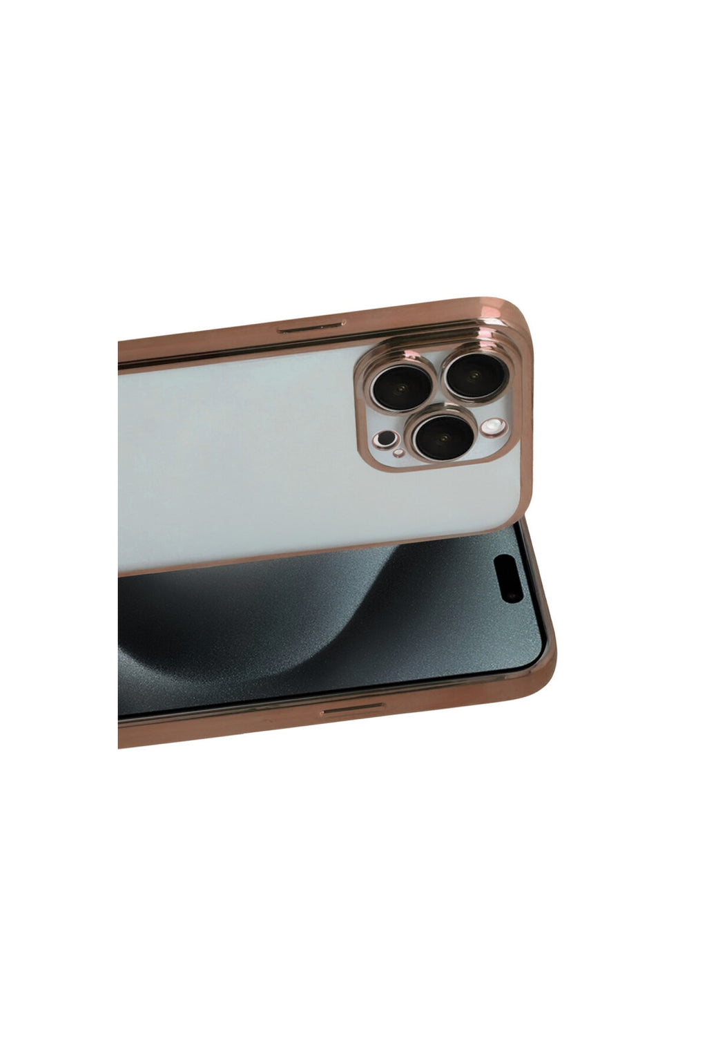 Apple iPhone 15 Pro Max Uyumlu Lensli Silikon - Çöl Titanyum