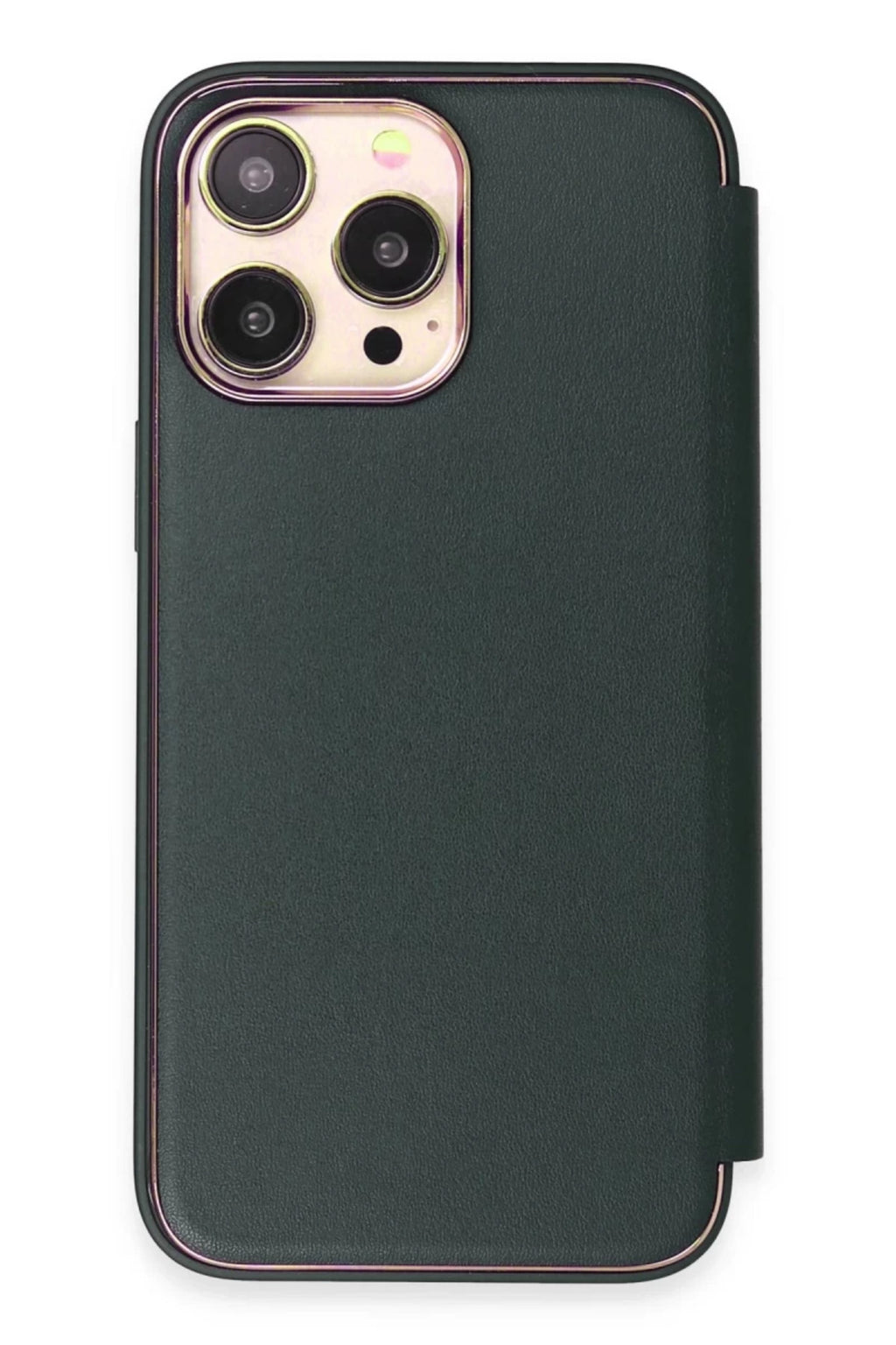 Apple iPhone 13 Pro Uyumlu Kılıf Dolpin Kapaklı - Koyu Yeşil