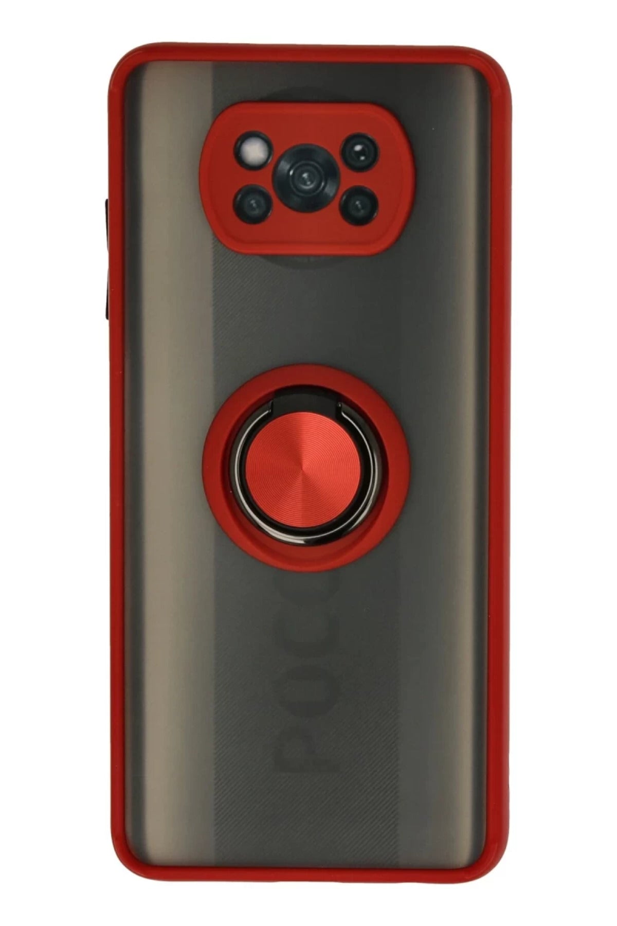 Xiaomi Pocophone X3 Kılıf Montreal Yüzüklü Silikon Kapak - Kırmızı