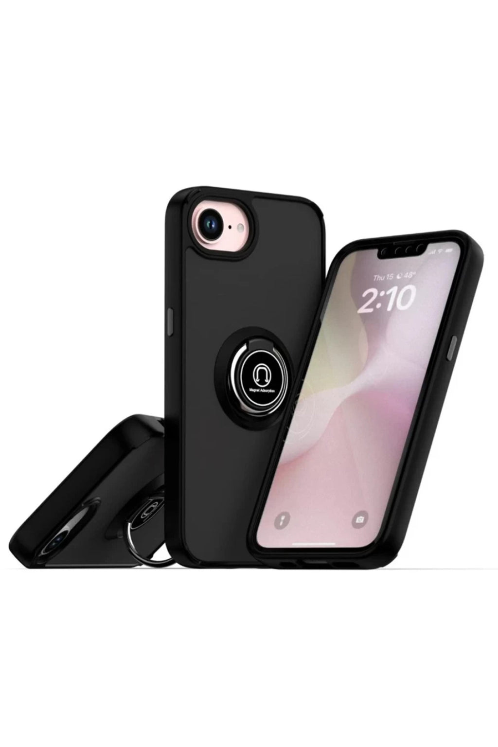 Apple iPhone 16E Uyumlu Kılıf Montreal Yüzüklü Silikon Kapak - Siyah