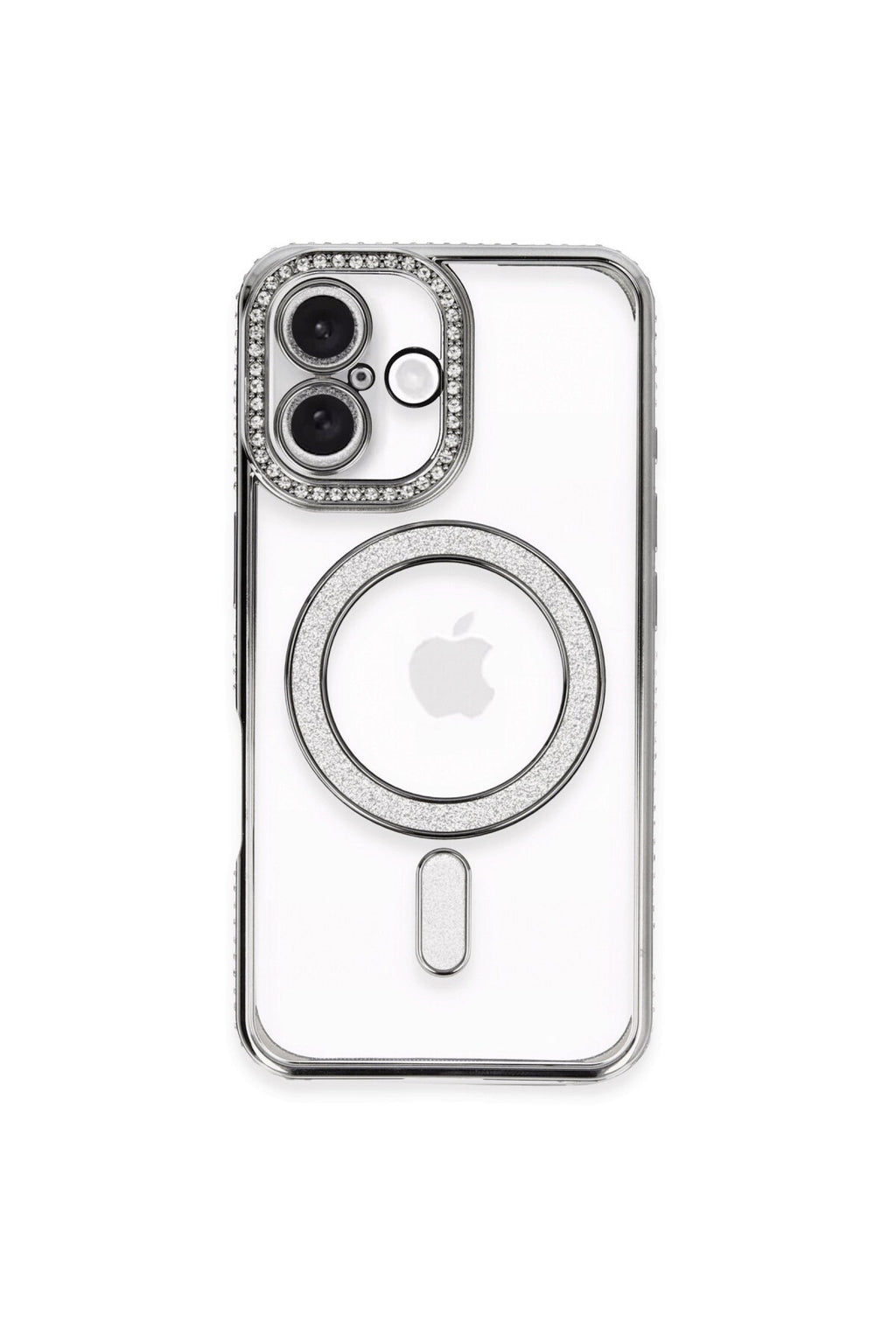 Apple iPhone 16 Uyumlu Kılıf Joke Simli Magneticsafe Kılıf - Gri