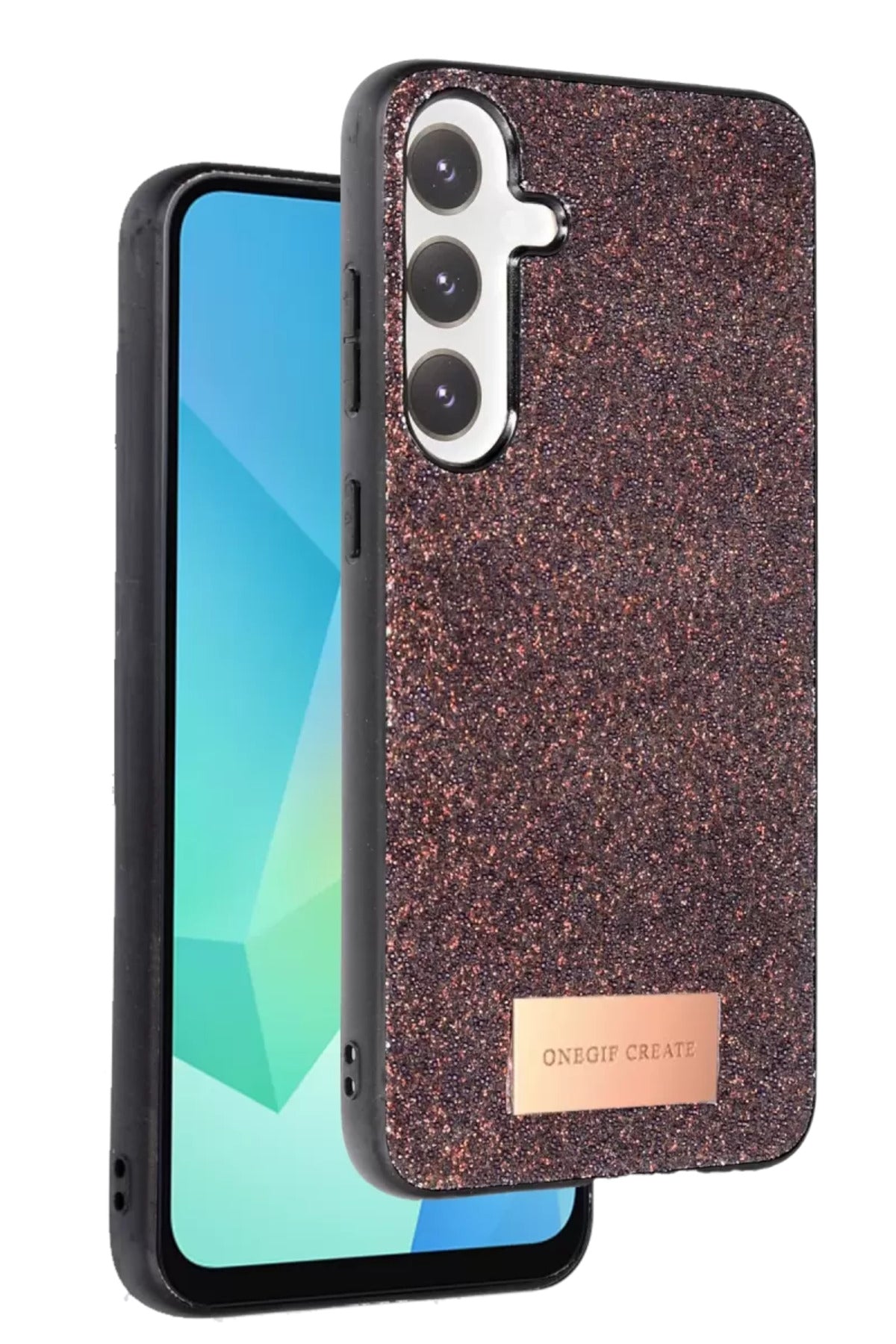 Onegif Samsung Galaxy A56 Uyumlu Bright Simli Kapak - Derin Mor