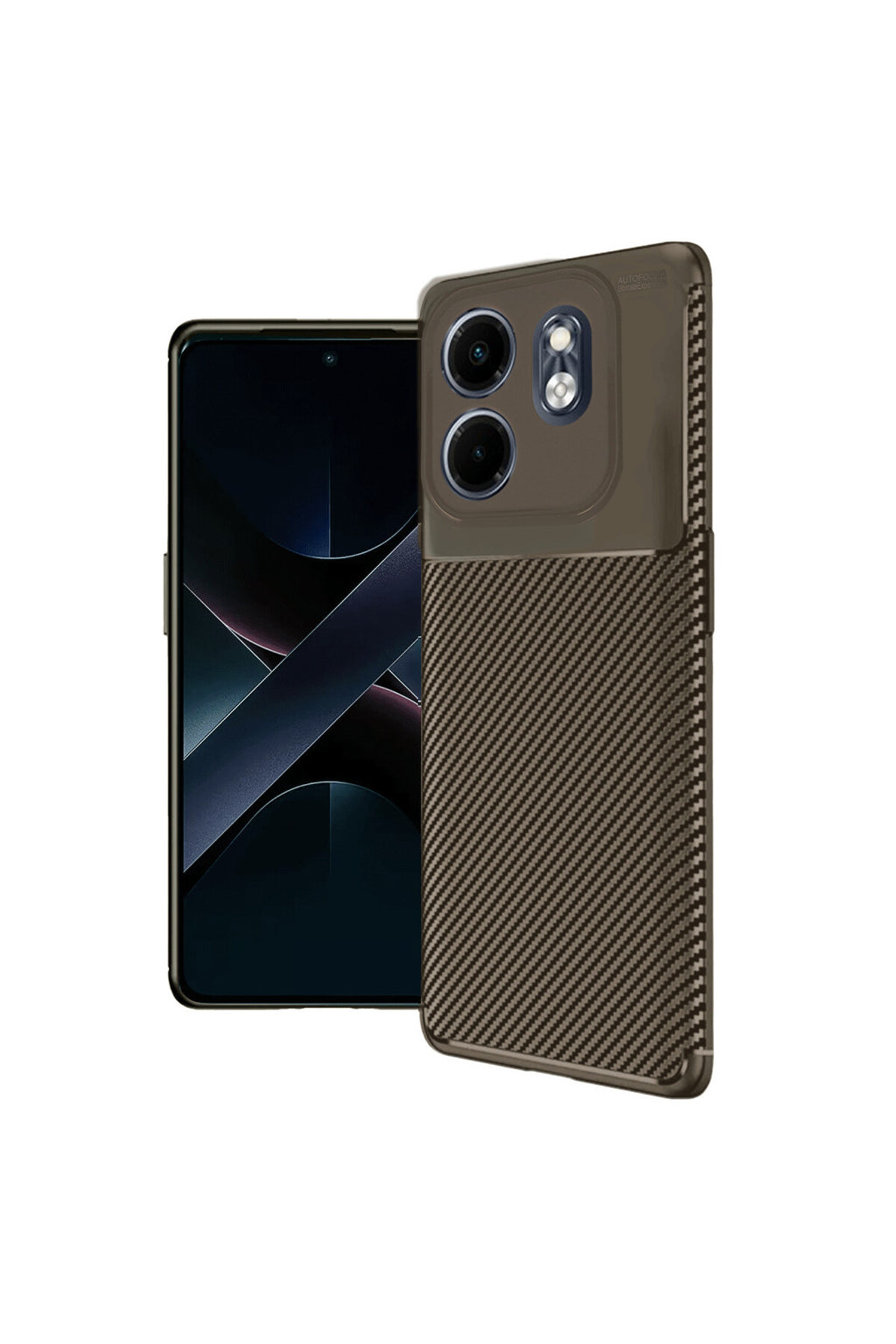 İnfinix Hot 50i 4G Uyumlu Kılıf Auto Focus Karbon Kapak - Kahverengi