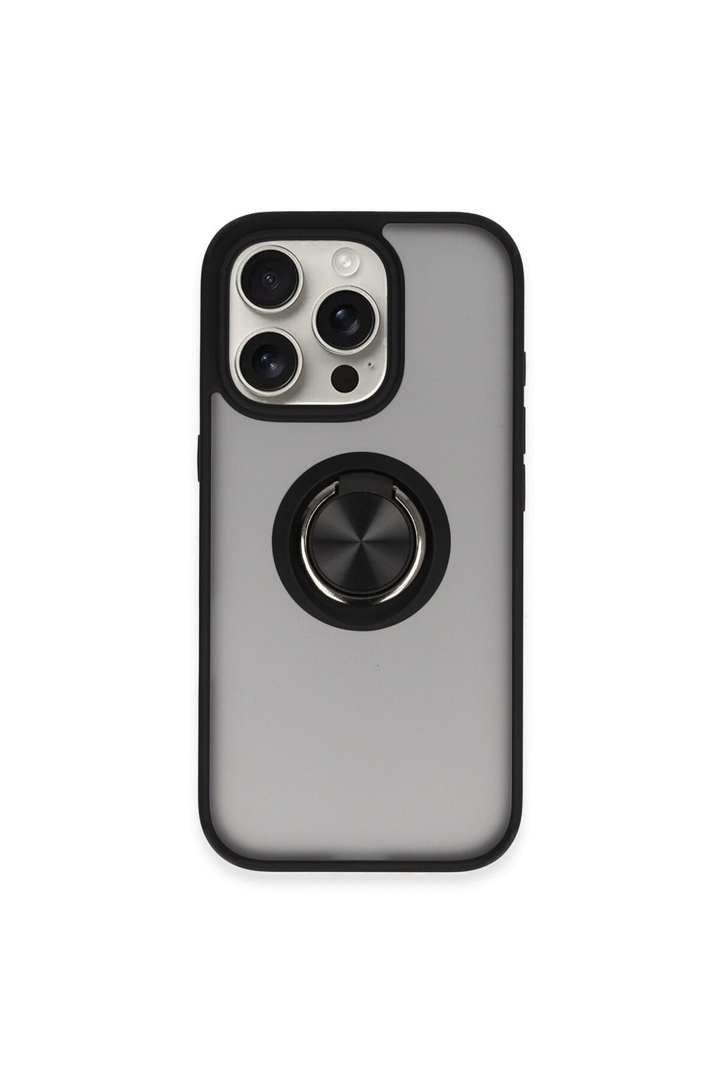 Apple iPhone 16 Pro Uyumlu Kılıf Montreal Yüzüklü Silikon Kapak - Siyah