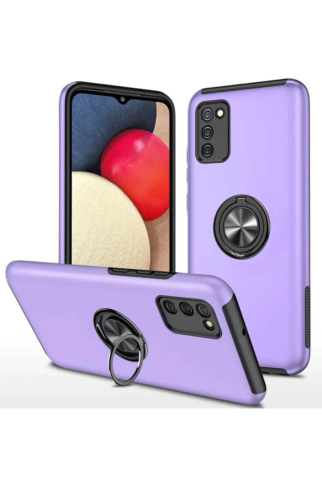 Samsung Galaxy A02S Uyumlu Kılıf Elit Yüzüklü Kapak - Mor