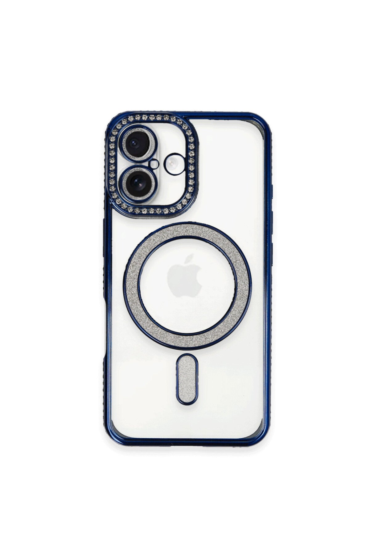 Apple iPhone 16 Uyumlu Kılıf Joke Simli Magneticsafe Kılıf - Lacivert