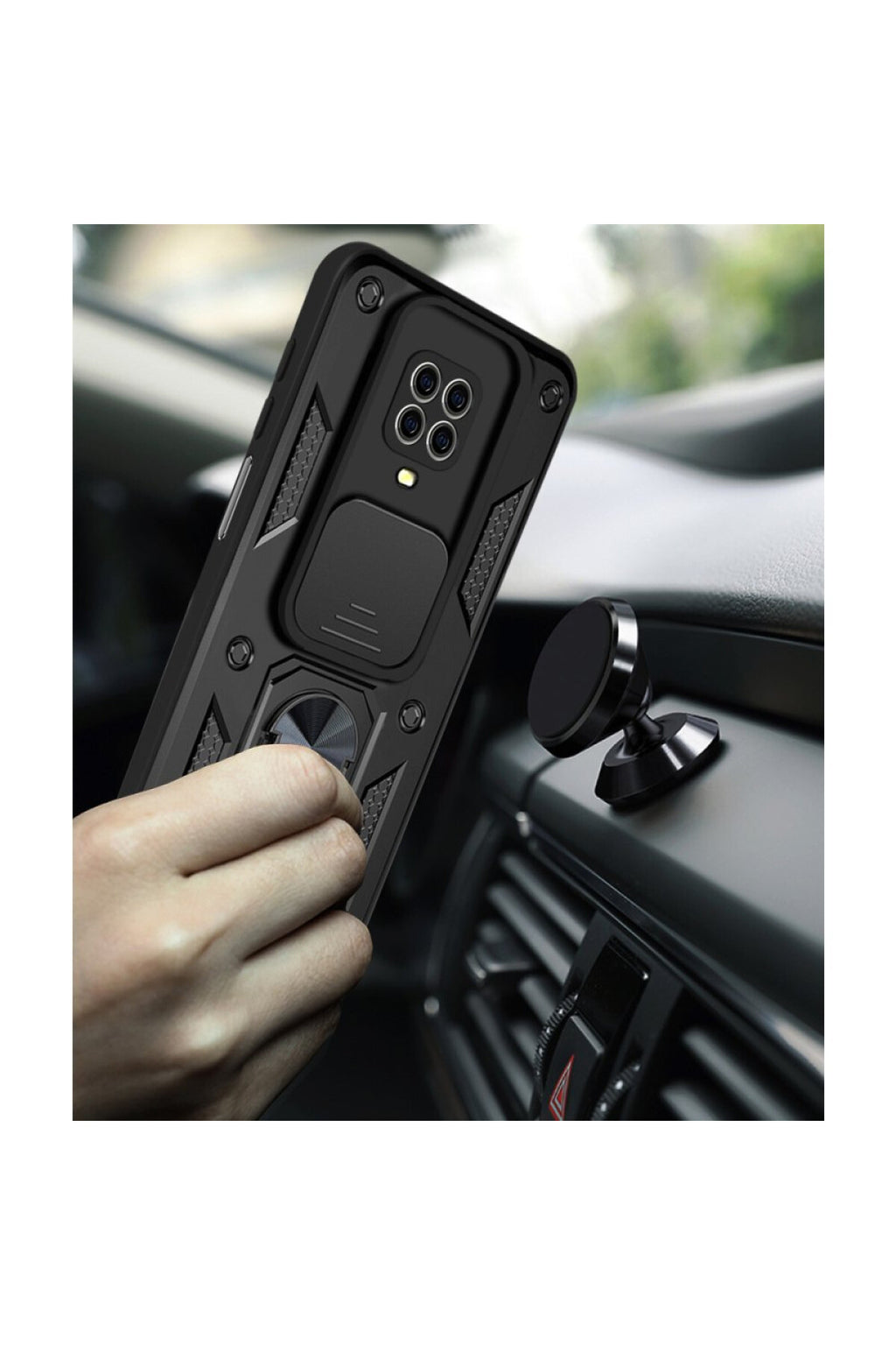 Redmi Note 9 Pro Kılıf Pars Lens Yüzüklü Silikon - Yeşil