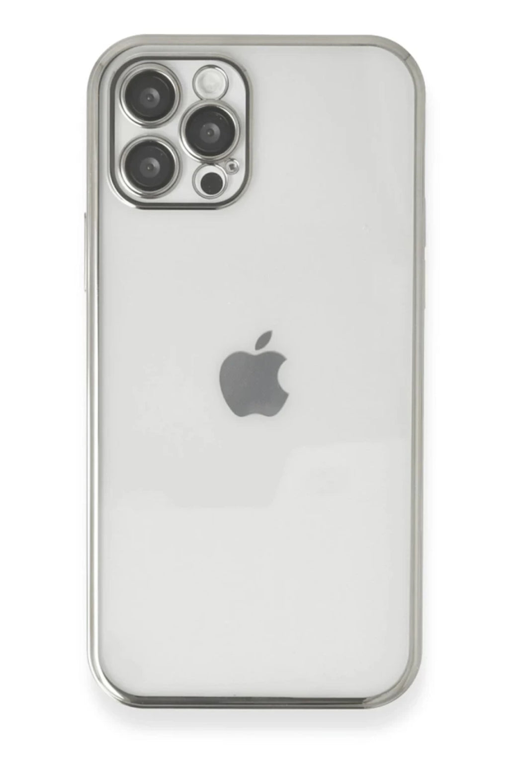 Apple iPhone 12 Pro Uyumlu Kılıf Lensli Silikon - Gümüş