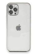 Apple iPhone 12 Pro Uyumlu Kılıf Lensli Silikon - Gümüş