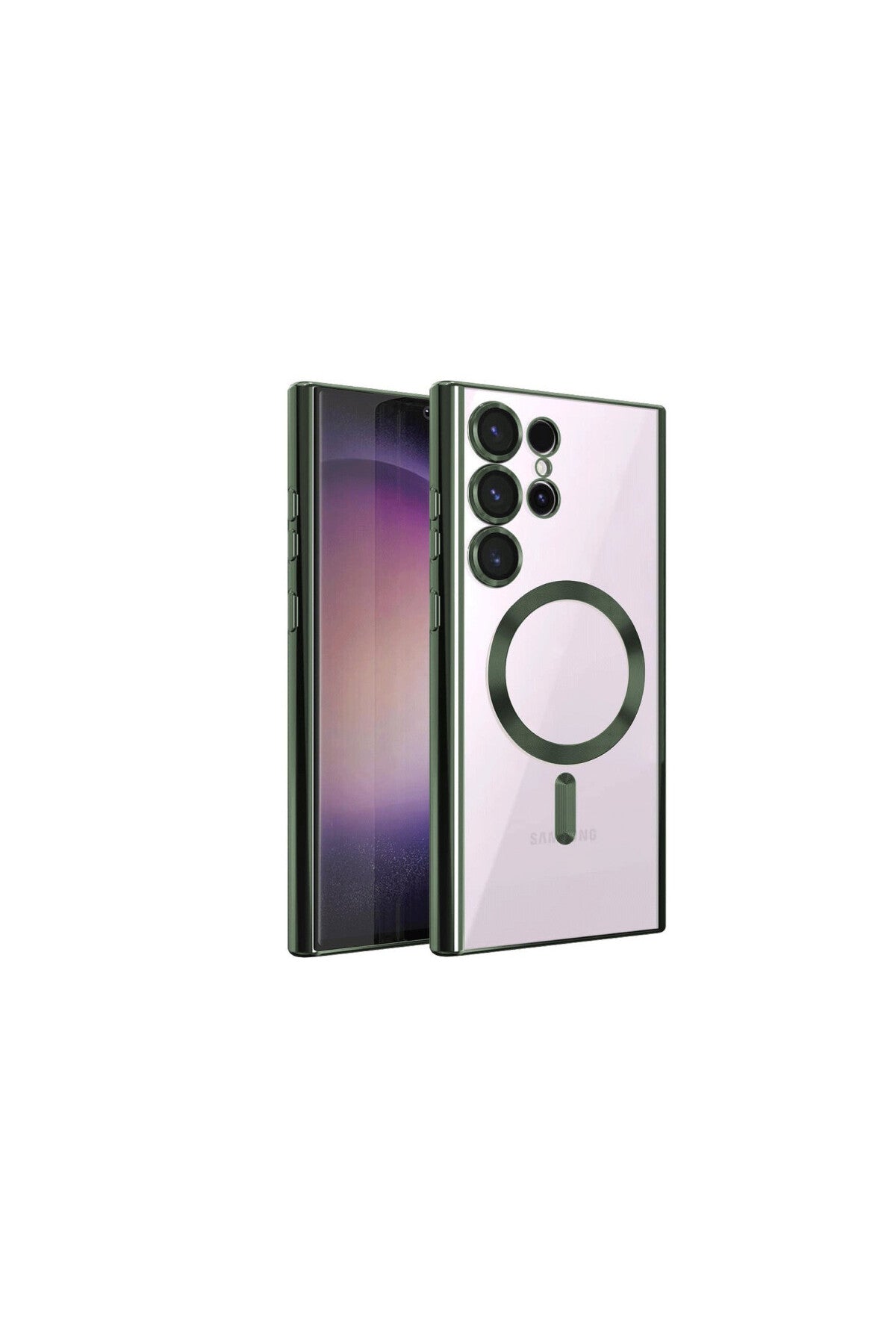 Samsung Galaxy S22 Ultra Uyumlu Kılıf Kross Magneticsafe Kapak - Koyu Yeşil