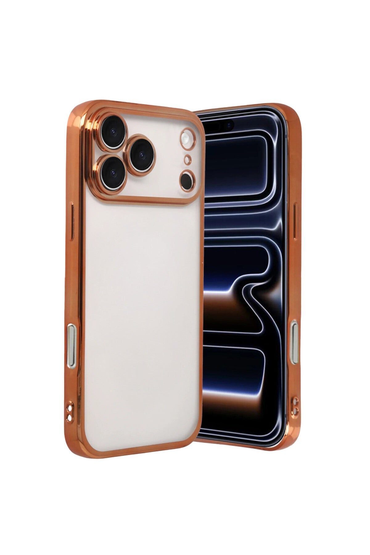 Apple iPhone 17 Pro Max Uyumlu Lensli Silikon - Turuncu