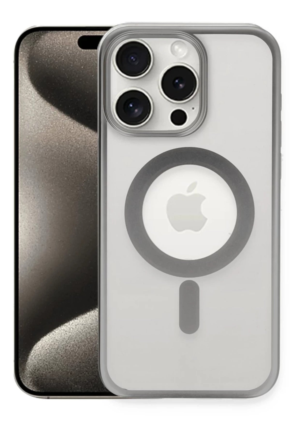 Apple iPhone 15 Pro Uyumlu Kılıf Erozi Magsafe Kapak - Gümüş