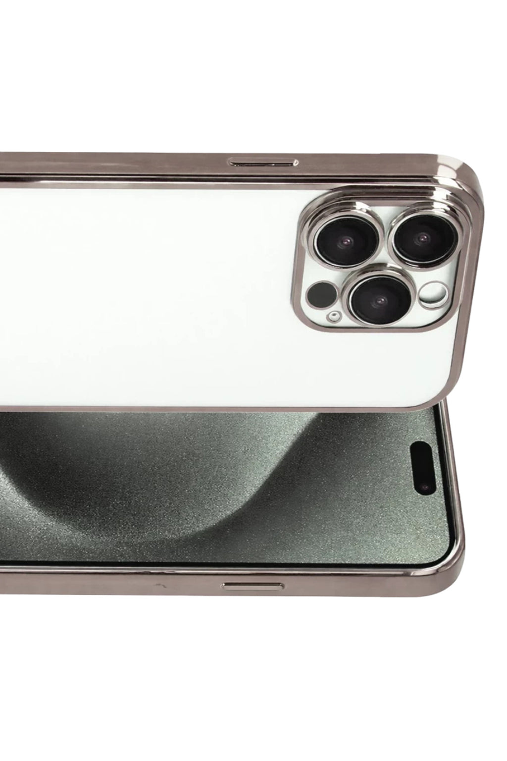 Apple iPhone 15 Pro Max Uyumlu Lensli Silikon - Titan Gri