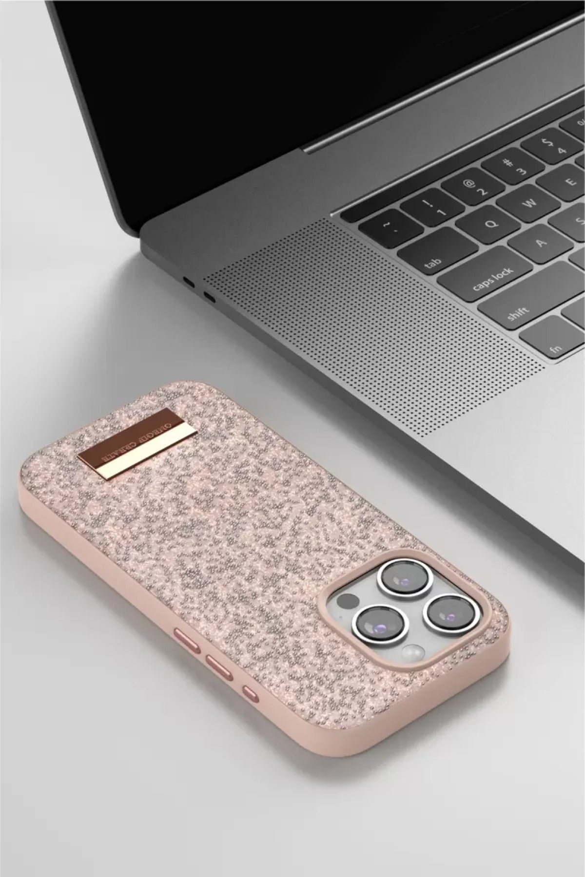Onegif Apple iPhone 15 Pro Max Uyumlu Bright Simli Kapak - Gold
