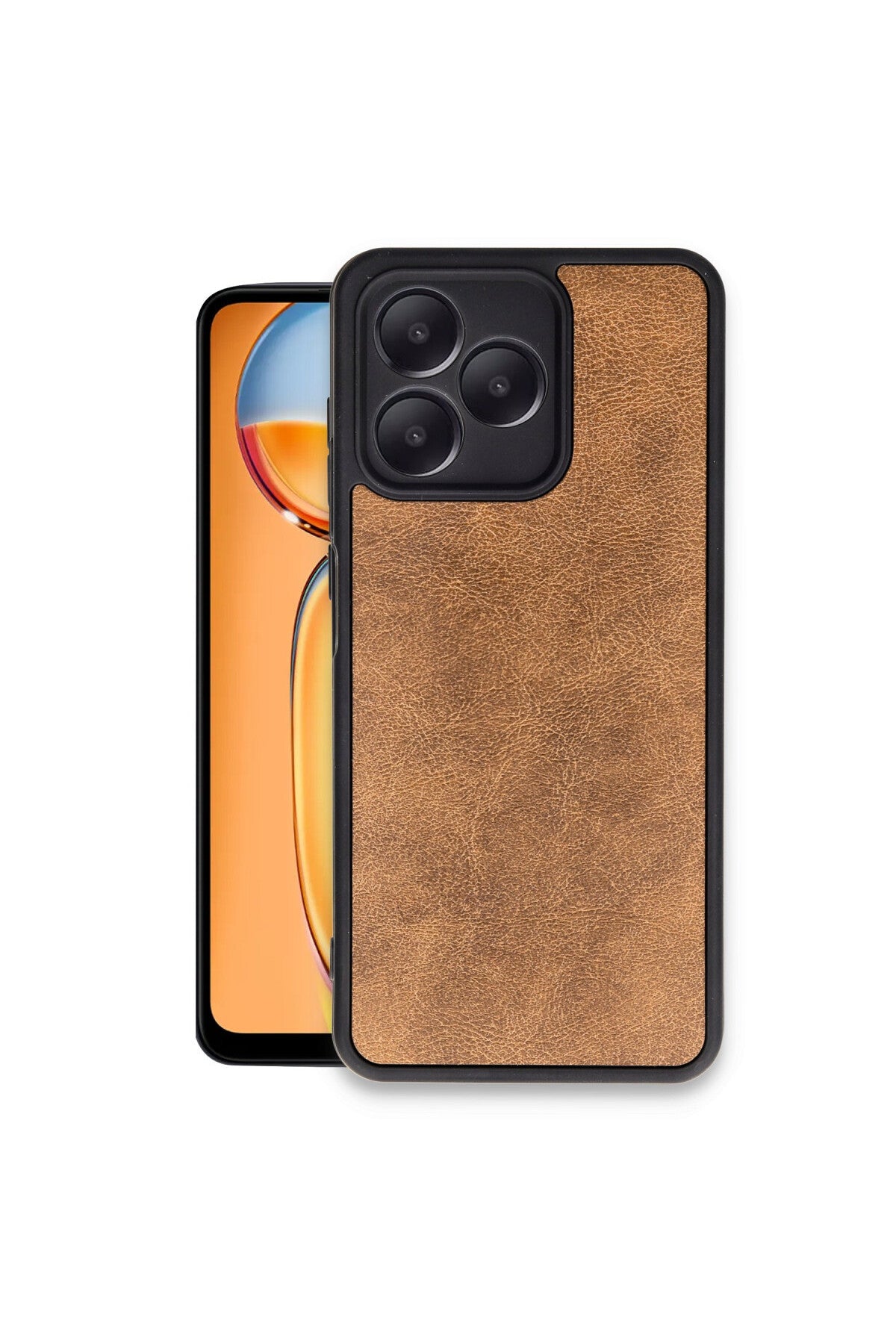Realme Note 50 4G Uyumlu Kılıf Aras Deri Kapak - Taba