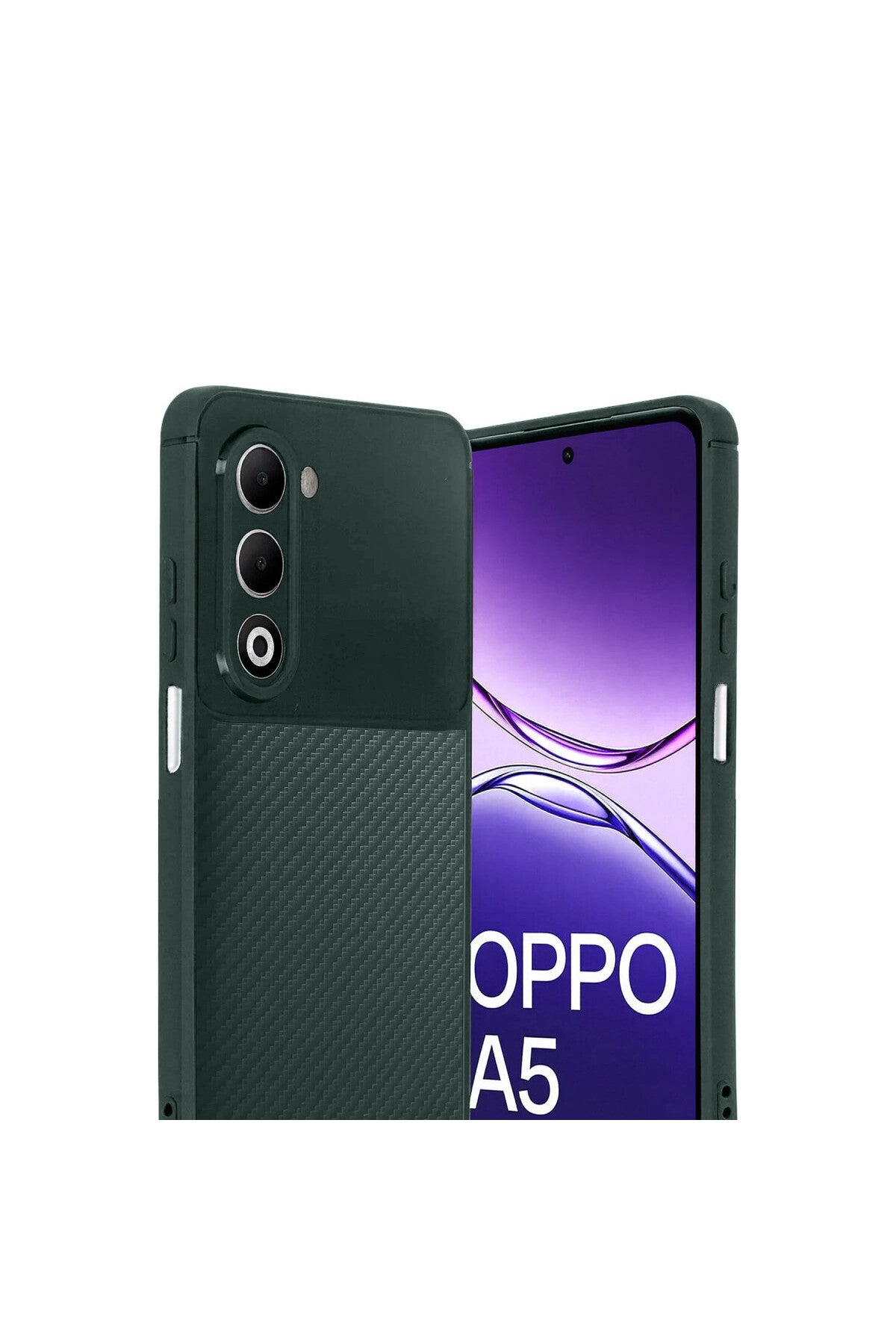 Oppo A5 4G Uyumlu Auto Focus Karbon Kapak - Koyu Yeşil