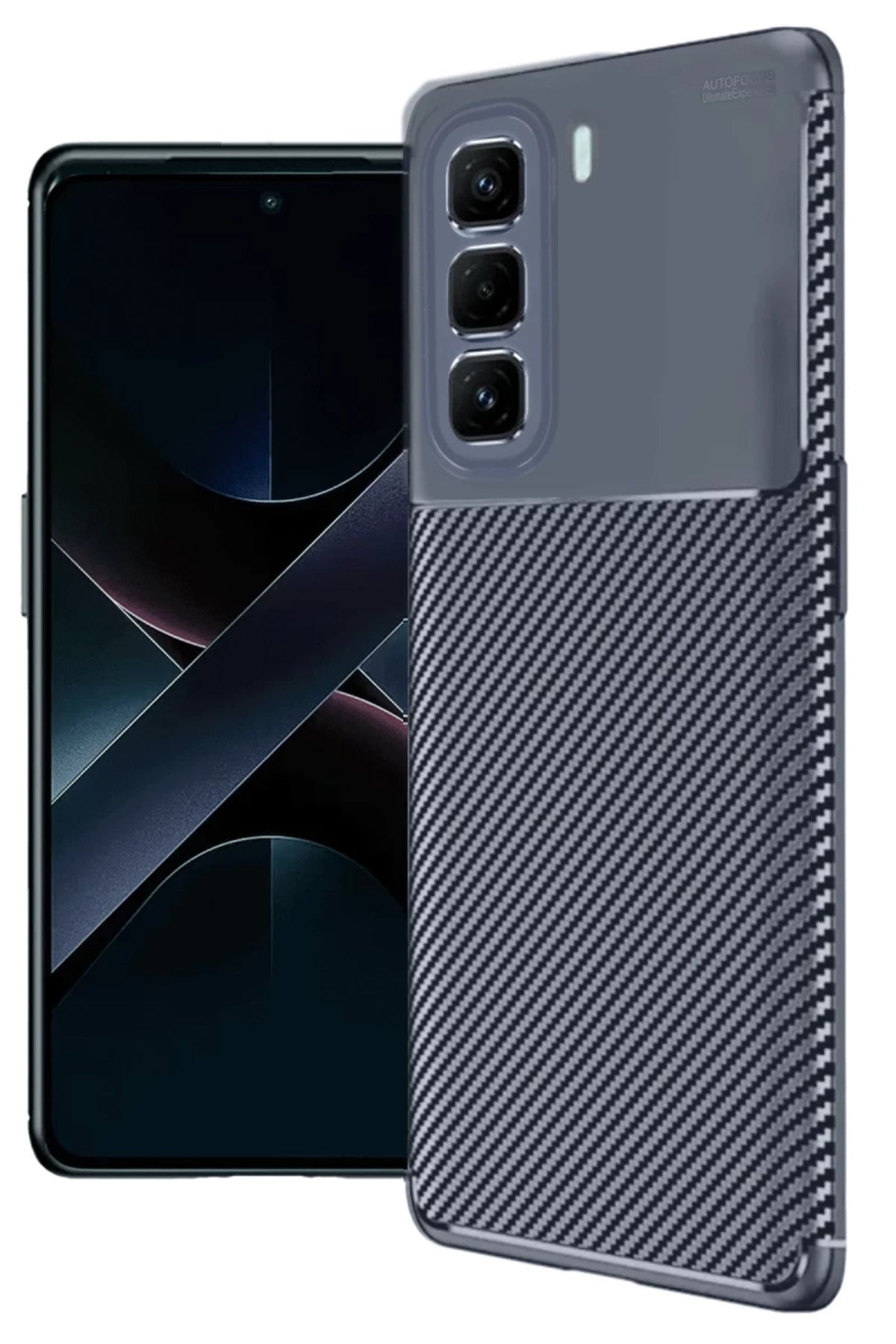 İnfinix Hot 50 4G Uyumlu Kılıf Auto Focus Karbon Kapak - Lacivert