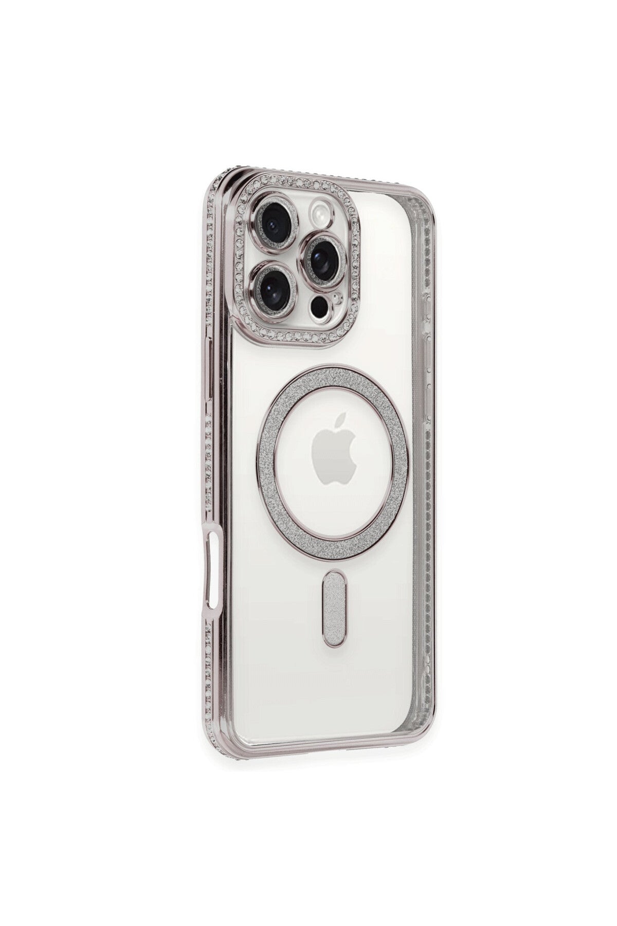 Apple iPhone 16 Pro Uyumlu Kılıf Joke Simli Magneticsafe Kılıf - Pembe