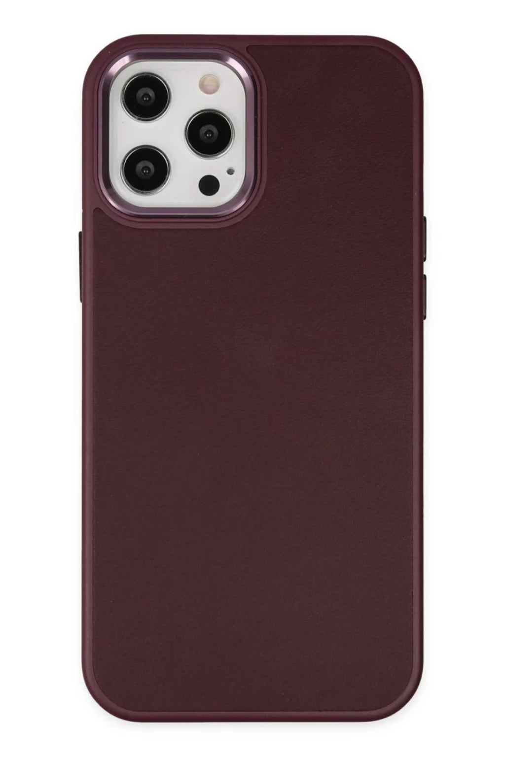 Apple iPhone 12 Pro Max Uyumlu Kılıf Asya Deri Silikon - Mürdüm