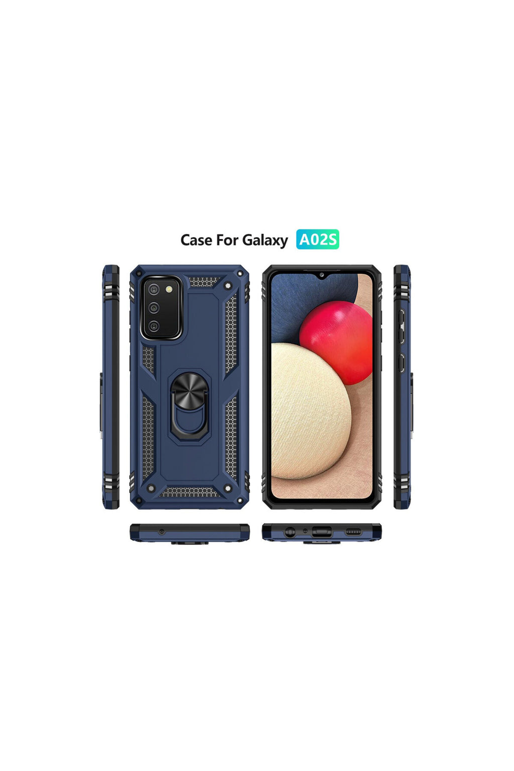 Samsung Galaxy A03S Uyumlu Kılıf Sofya Yüzüklü Silikon Kapak - Lacivert