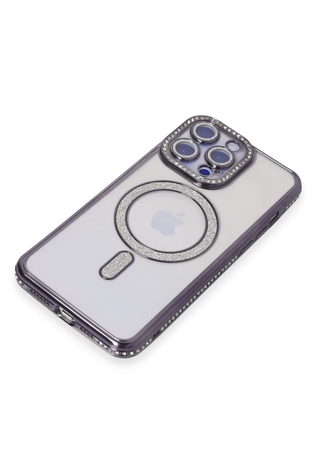 Apple iPhone 15 Pro Max Uyumlu Kılıf Joke Simli Magneticsafe Kılıf - Derin Mor