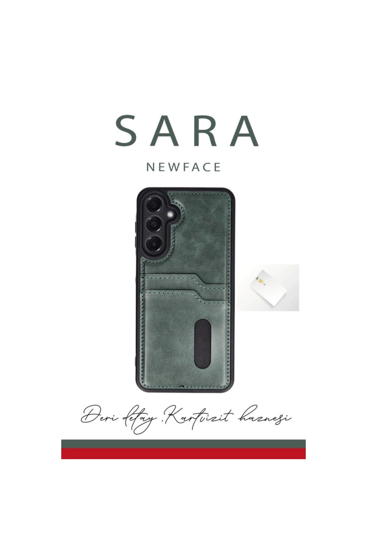 Samsung Galaxy A56 Uyumlu Kılıf Sara Kartvizitli Deri Kılıf - Taba