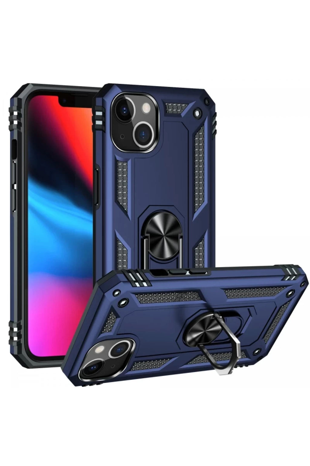 Apple iPhone 14 Plus Uyumlu Kılıf Sofya Yüzüklü Silikon Kapak - Lacivert