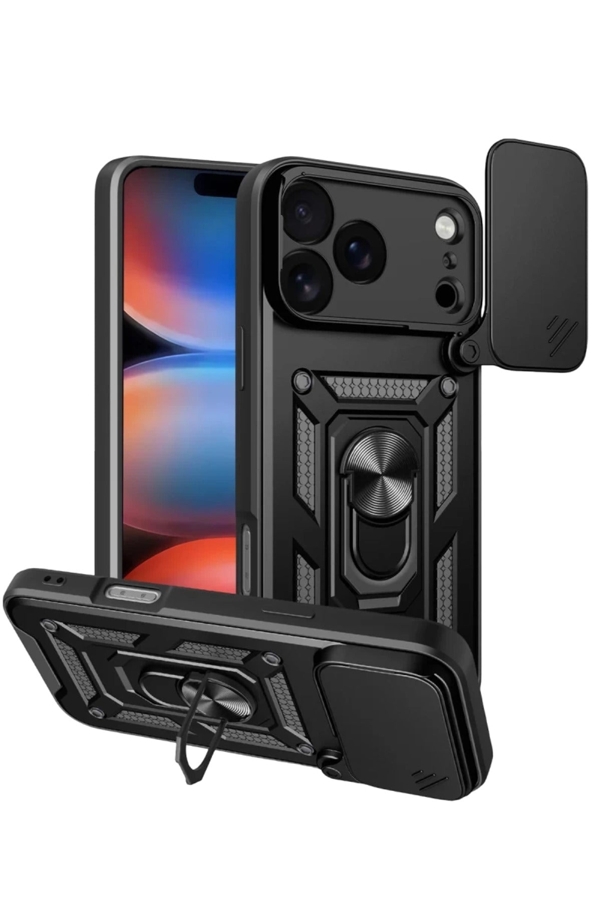 Apple iPhone 17 Pro Uyumlu Pars Lens Yüzüklü Silikon - Siyah
