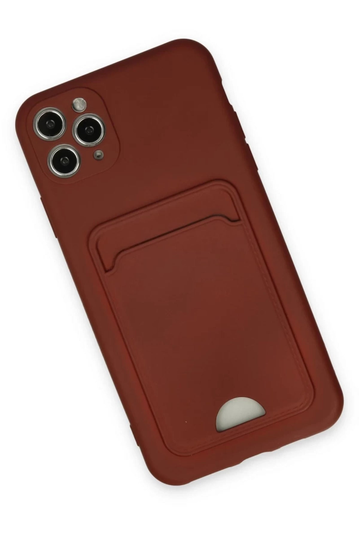 Apple iPhone 11 Pro Max Uyumlu Kılıf Kelvin Kartvizitli Silikon - Bordo