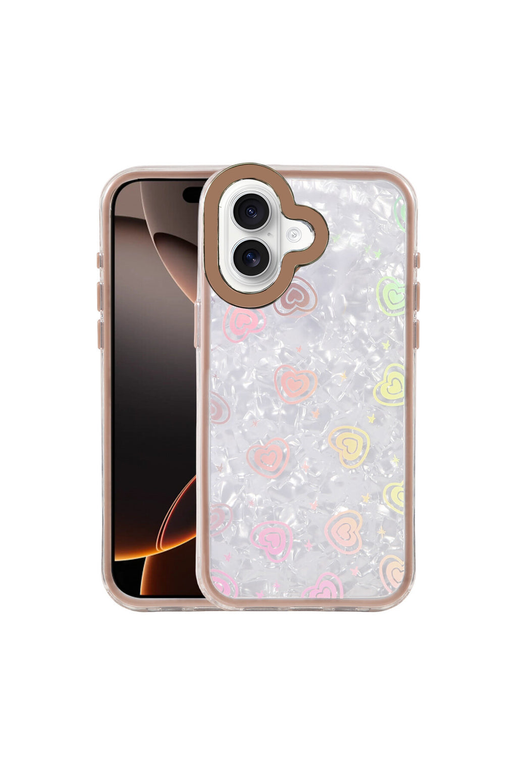 Apple iPhone 16 Uyumlu Lumi Desenli Kapak - Çöl Titanyum