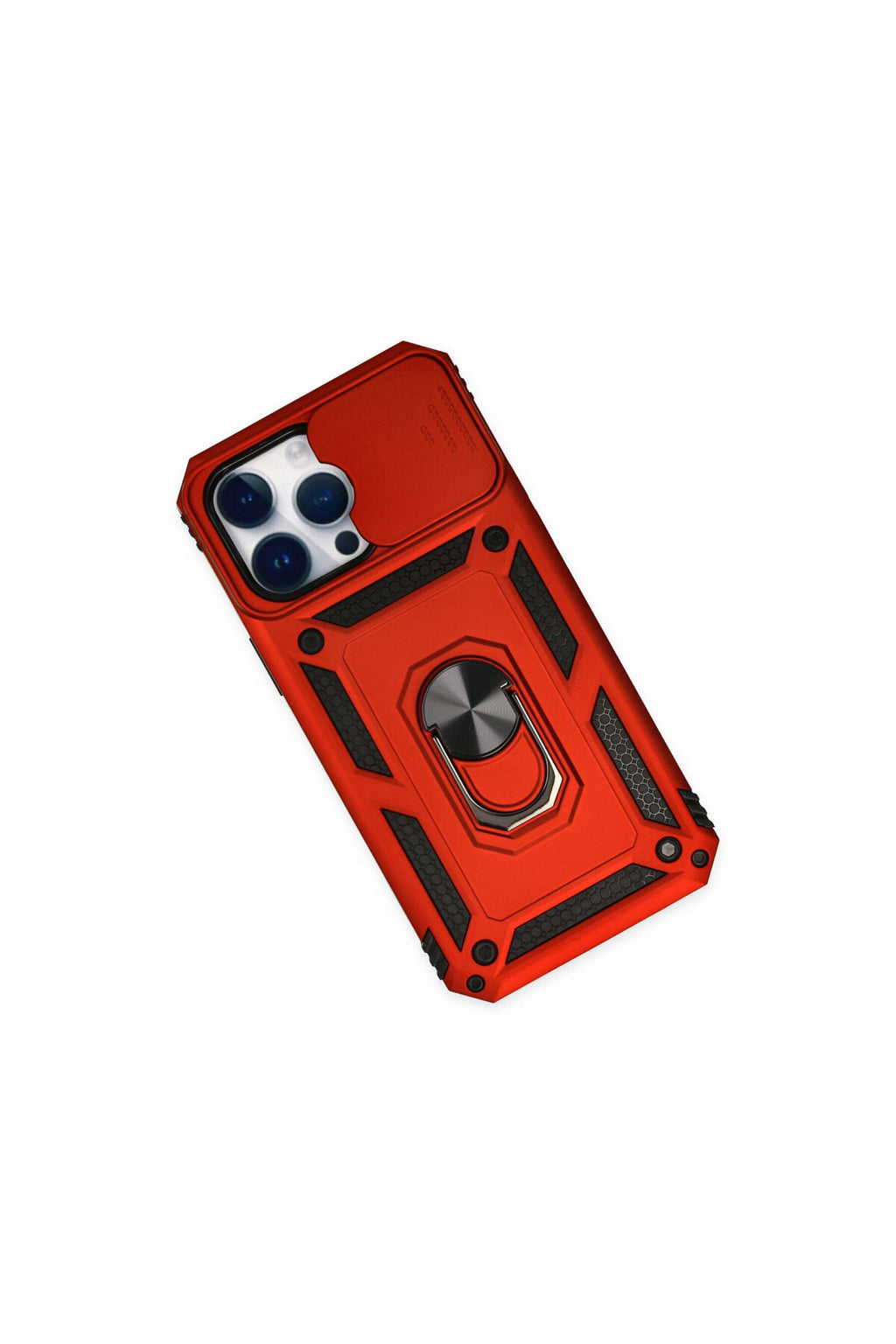 Apple iPhone 14 Pro Max Uyumlu Kılıf Pars Lens Yüzüklü Silikon - Kırmızı