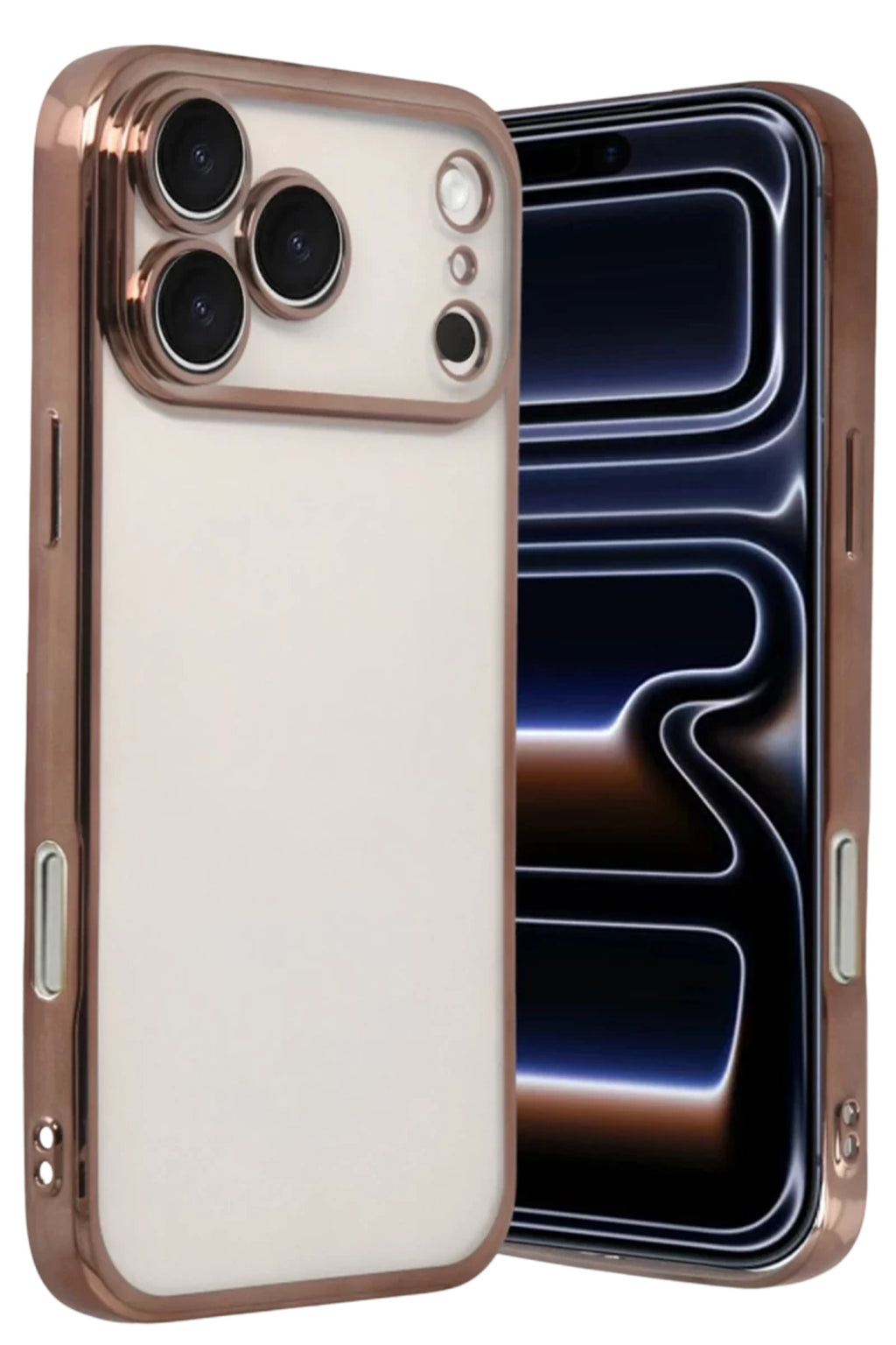 Apple iPhone 17 Pro Max Uyumlu Lensli Silikon - Çöl Titanyum