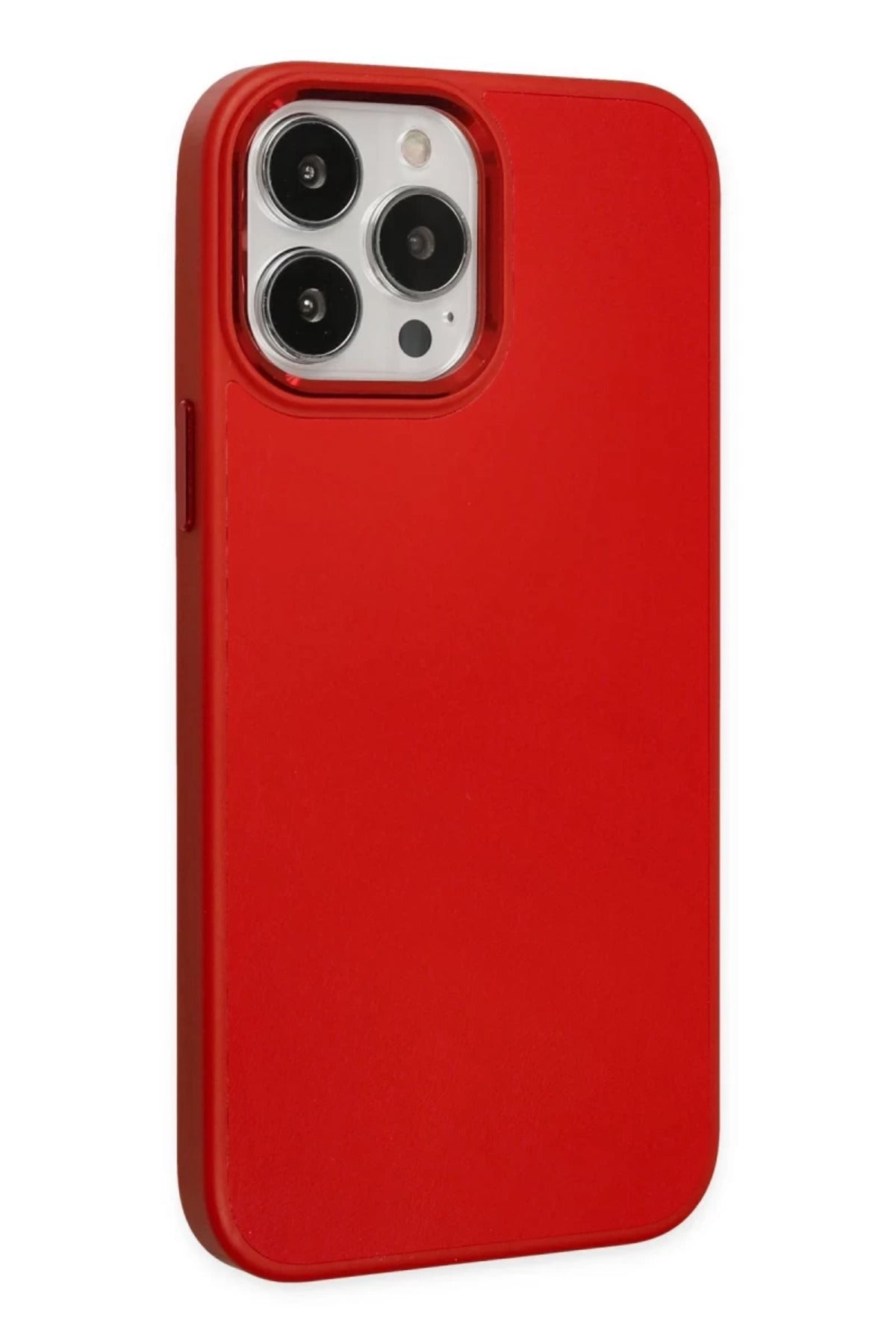 Apple iPhone 13 Pro Max Uyumlu Kılıf Asya Deri Silikon - Kırmızı