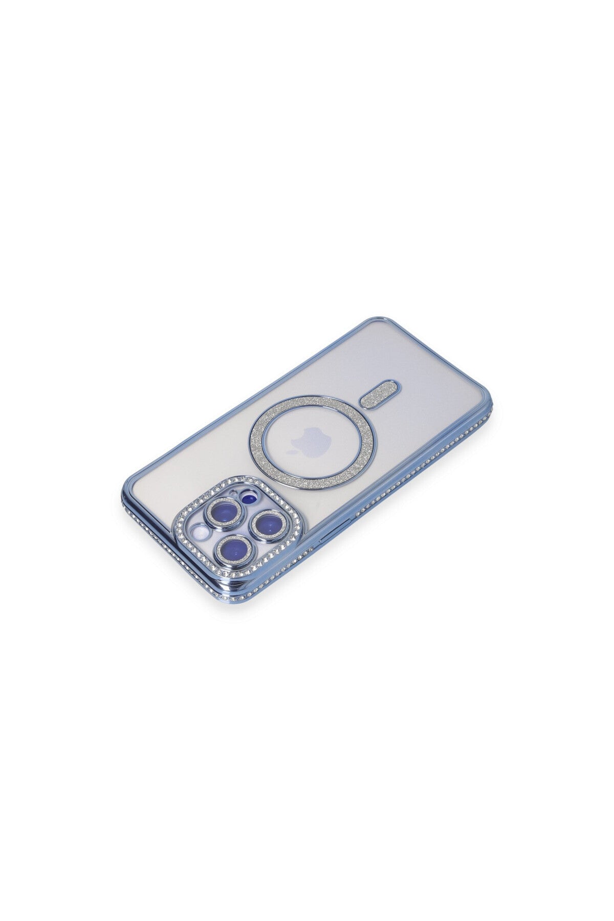Apple iPhone 15 Pro Uyumlu Kılıf Joke Simli Magneticsafe Kılıf - Mavi