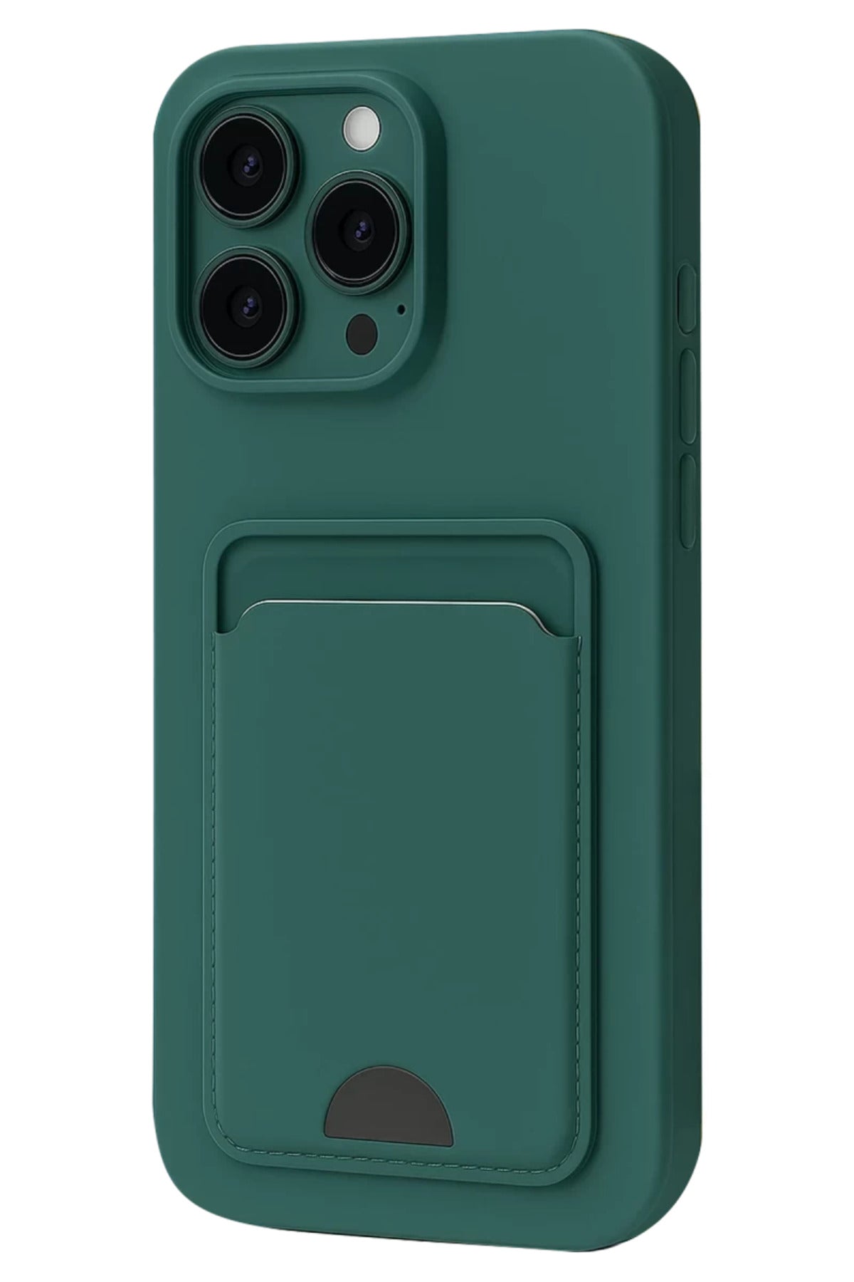 Apple iPhone 16 Pro Uyumlu Kılıf Kelvin Kartvizitli Silikon - Koyu Yeşil