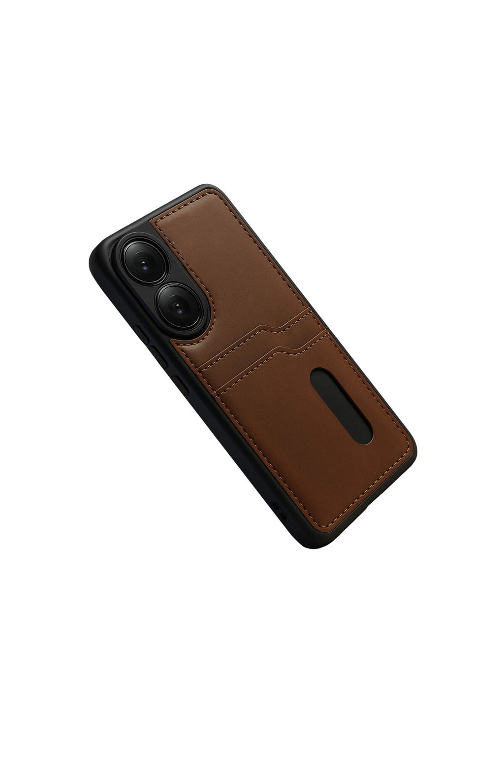 Oppo A38 Uyumlu Sara Kartvizitli Deri Kılıf - Taba
