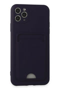 Apple iPhone 11 Pro Max Uyumlu Kılıf Kelvin Kartvizitli Silikon - Derin Mor