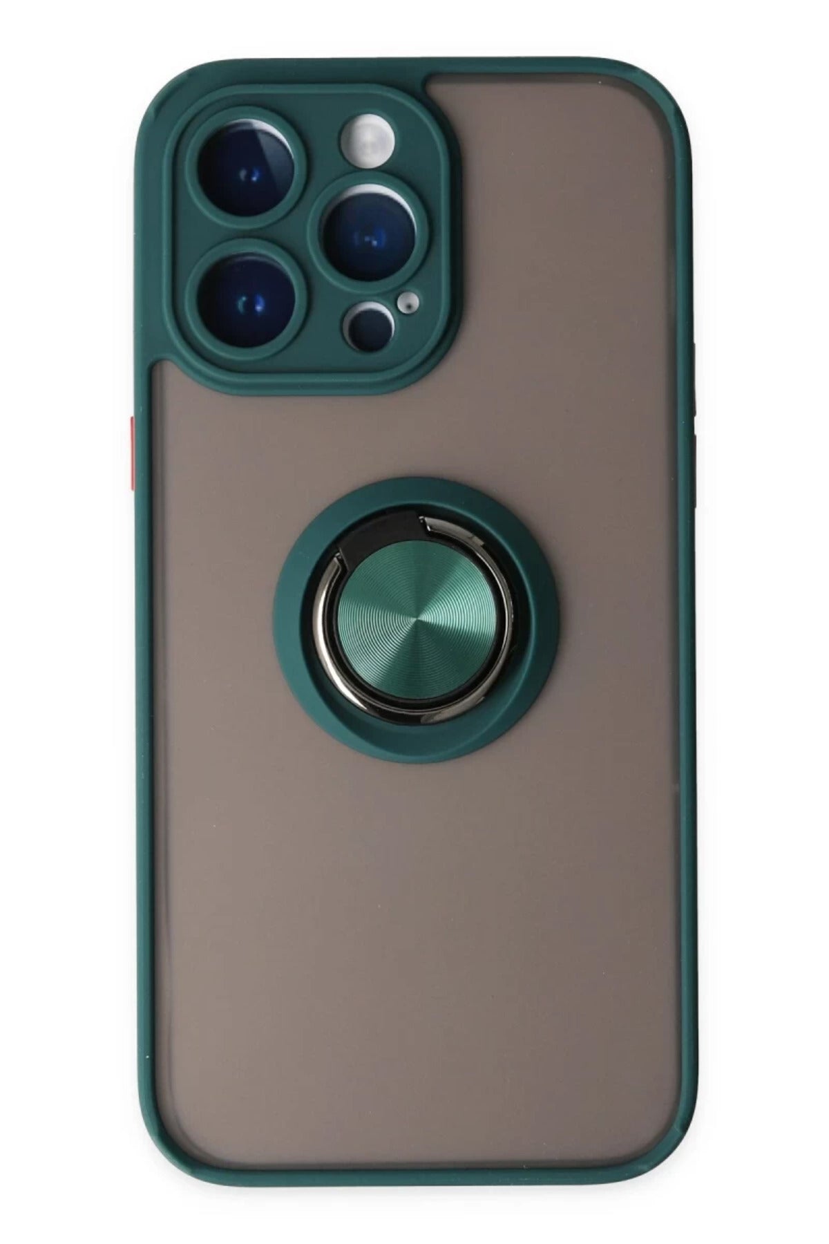 Apple iPhone 14 Pro Max Uyumlu Kılıf Montreal Yüzüklü Silikon Kapak - Yeşil