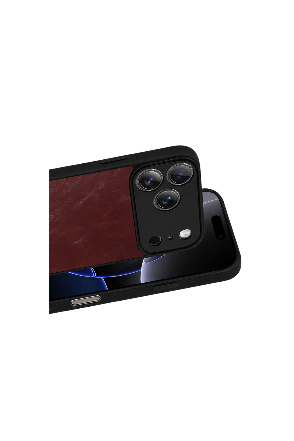 Apple iPhone 17 Pro Uyumlu Aras Deri Kapak - Bordo