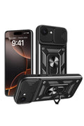 Apple iPhone 16E Uyumlu Kılıf Pars Lens Yüzüklü Silikon - Siyah