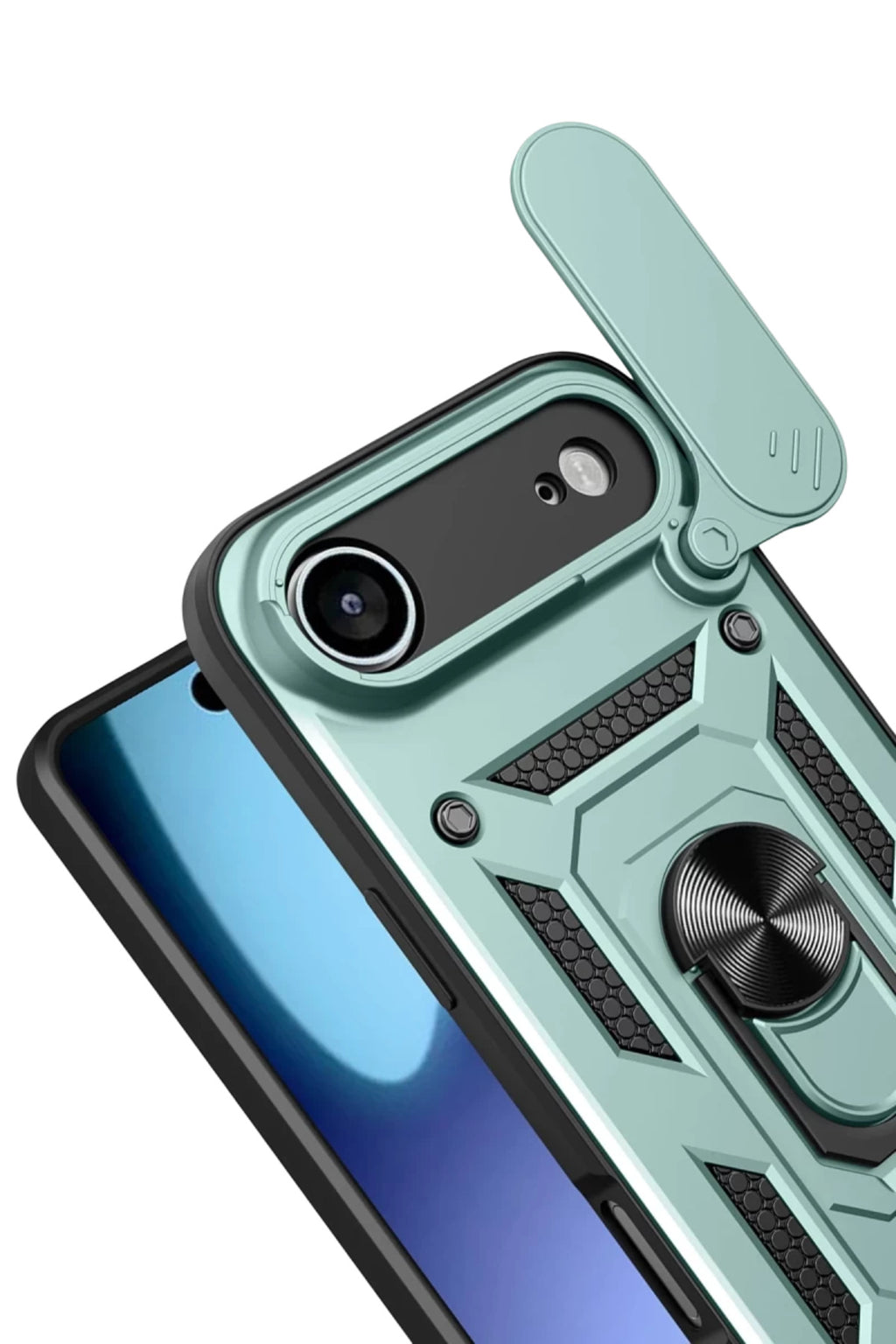 Apple iPhone 17 Air Uyumlu Pars Lens Yüzüklü Silikon - Yeşil