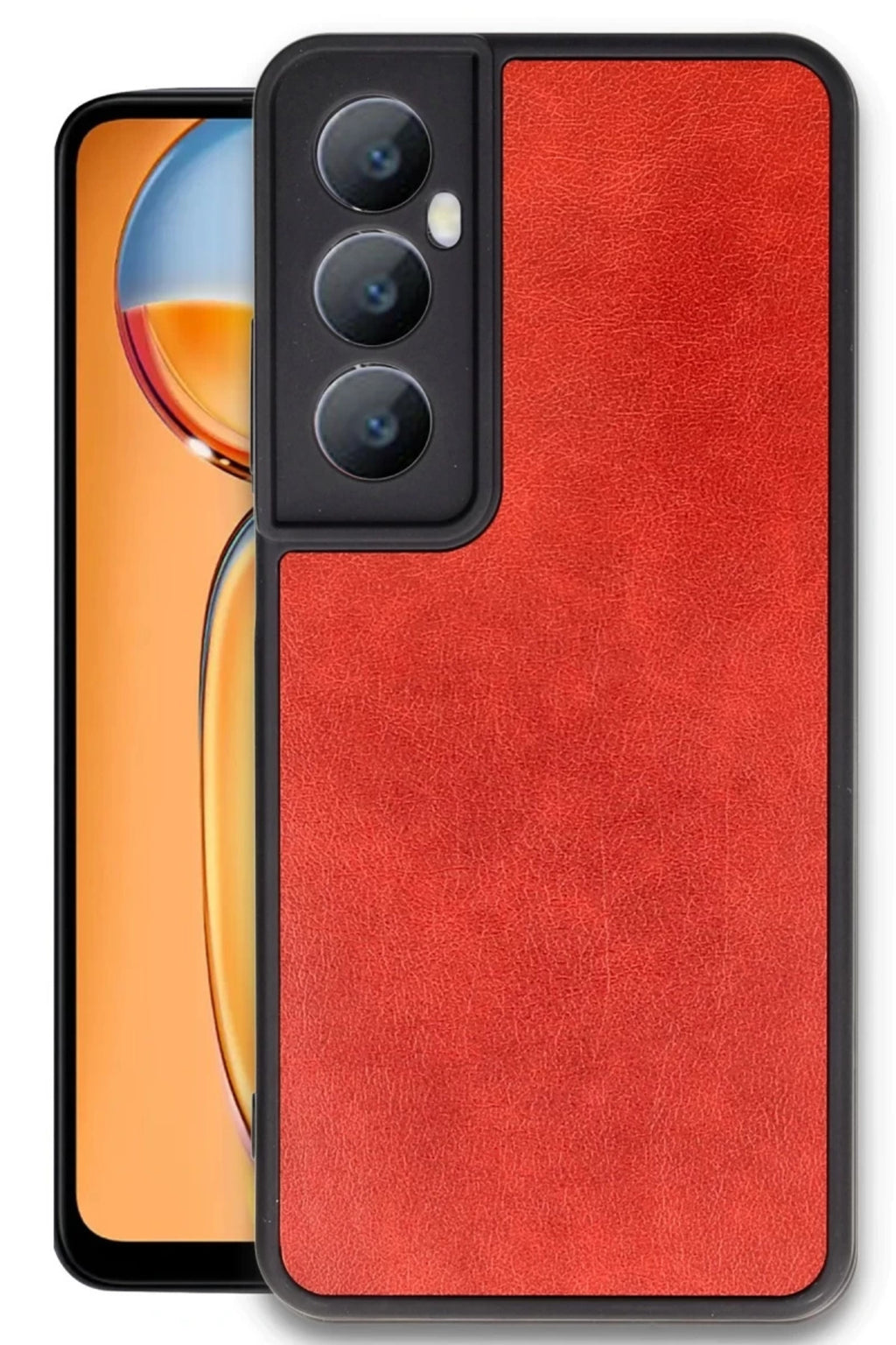 Realme C65 Uyumlu Kılıf Aras Deri Kapak - Kırmızı