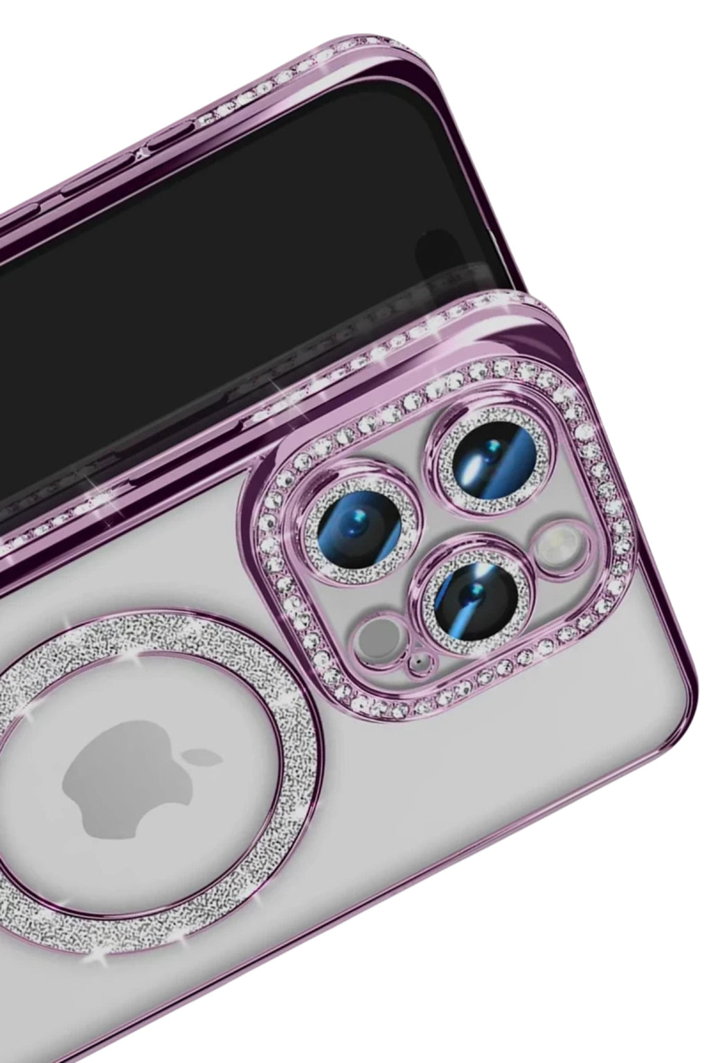 Apple iPhone 16 Pro Max Uyumlu Kılıf Joke Simli Magneticsafe Kılıf - Derin Mor