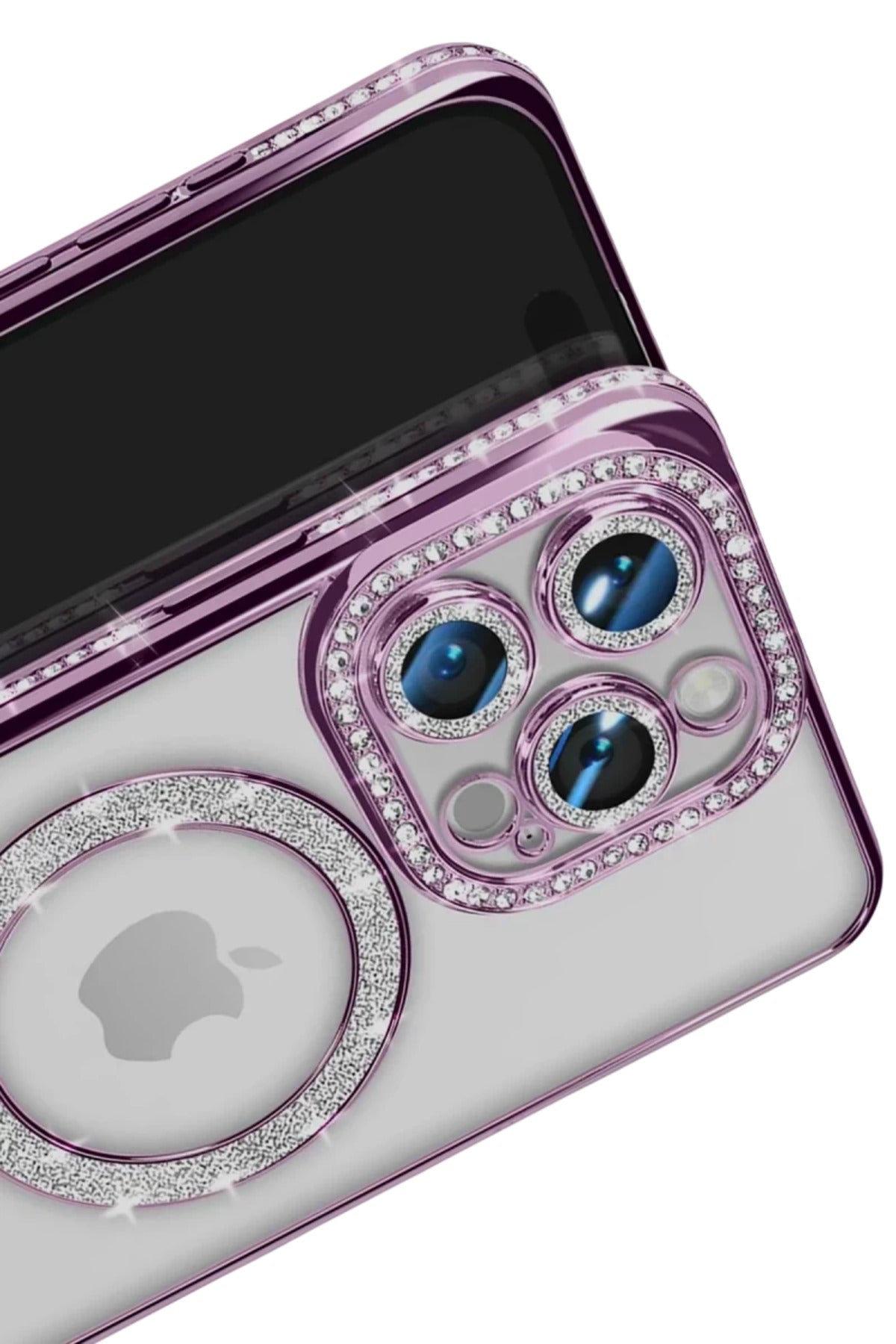 Apple iPhone 16 Pro Max Uyumlu Kılıf Joke Simli Magneticsafe Kılıf - Derin Mor