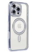 Apple iPhone 16 Pro Uyumlu Kılıf Joke Simli Magneticsafe Kılıf - Mavi