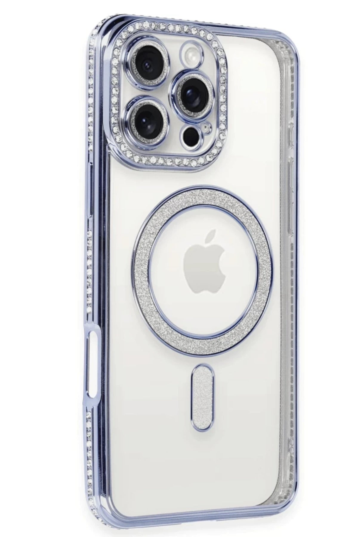 Apple iPhone 16 Pro Uyumlu Kılıf Joke Simli Magneticsafe Kılıf - Mavi